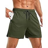 MAGCOMSEN Men's 5" Athletic Running Shorts Mesh Quick Dry Lightweight Linerless Gym Workout Shorts with Zipper Pockets