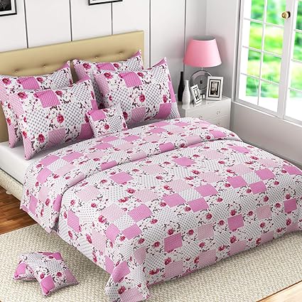 COZIER ENTERPRISES Superfine by MAFATLAL Soft Cotton Fade Resistant 144 TC King Size Luxurious Bedsheet Set for Double Bed with 2 Pillow Covers (Pink)