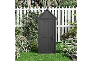 FANCYANGO Upgraded Outdoor Resin Storage Shed with Removable Shelves, Lock Ring & Reinforced Floor - All-Weather Garden, Patio Cabinet (Black)