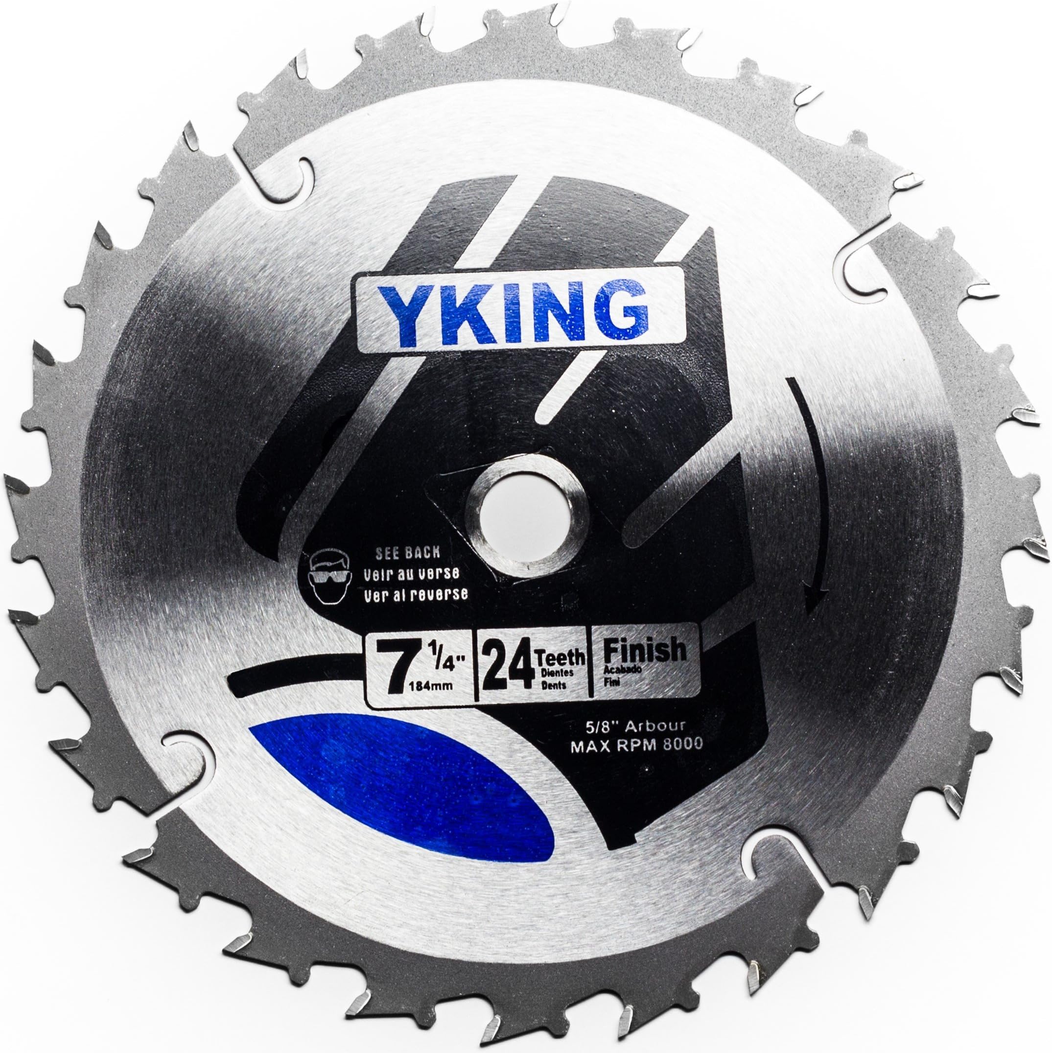 YKing Tool 7 1/4" 24 Teeth TCT Circular Saw Blade for Hardwood, Softwood