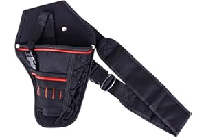 Wolfteeth Impact Drill Holster Driver Drill Holder Portable Wrist Bag Shoulder Bag with Detachable Strap Belt Electric Tool Pouch Bag for Screwdriver Wrench Hammer Most T Handle Drills Black 7415