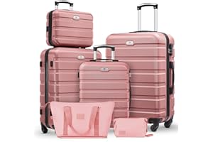 Suitour Luggage Sets 6 Piece, 20-inch Carry-on and 24 28 inch Checked Suitcase Set with Cosmetic Case and Expandable Travel D