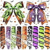 Yuxung 9 Roll 45 Yard Halloween Wired Ribbon for Gift Wrapping Wreath Bow | Pumpkin Ghost Bat Bone Witch Hat, Halloween Ribbons for Craft Hair Bows, 2 Inches Wide, Wired Edge Holds Shape