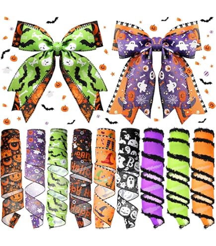 Lot 10 Rouleaux Rubans D'automne Pour Artisanat, Récolte, Couronnes, Thanksgiving