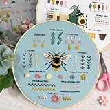 Myfelicity Embroidery Kit for Beginners 28 Stitches Includes Fabric Threads Hoop view 5