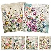 InIsaJace Floral Swedish Dishcloths for Kitchen, 6PCS Vintage Flower Swedish Dish Cloths Gift Set, Reusable Absorbent Cellulose Sponge Dish Towel for Home Cleaning(7.8 X 7 Inches)