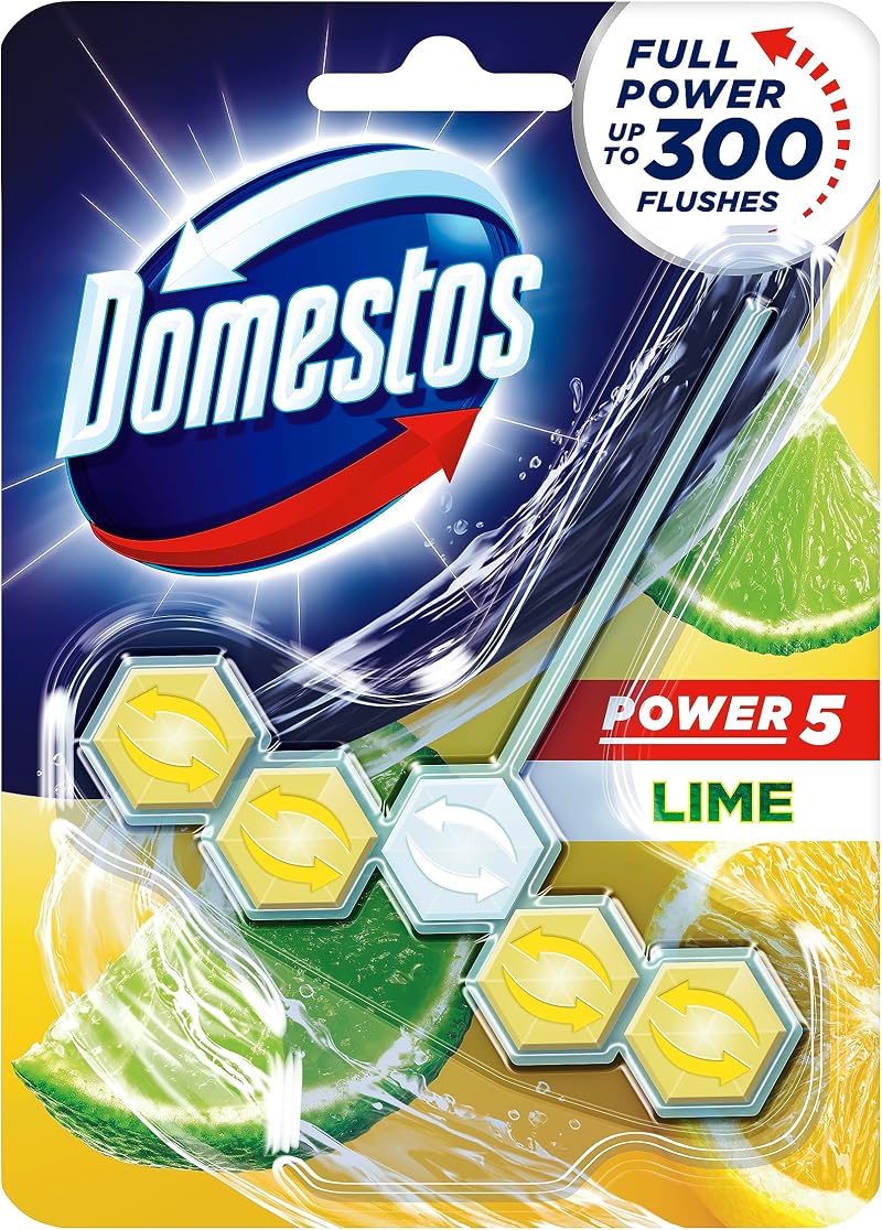 Domestos Power 5 Lime Toilet Rim Blocks 55 g - 300 Flushes UK Brand