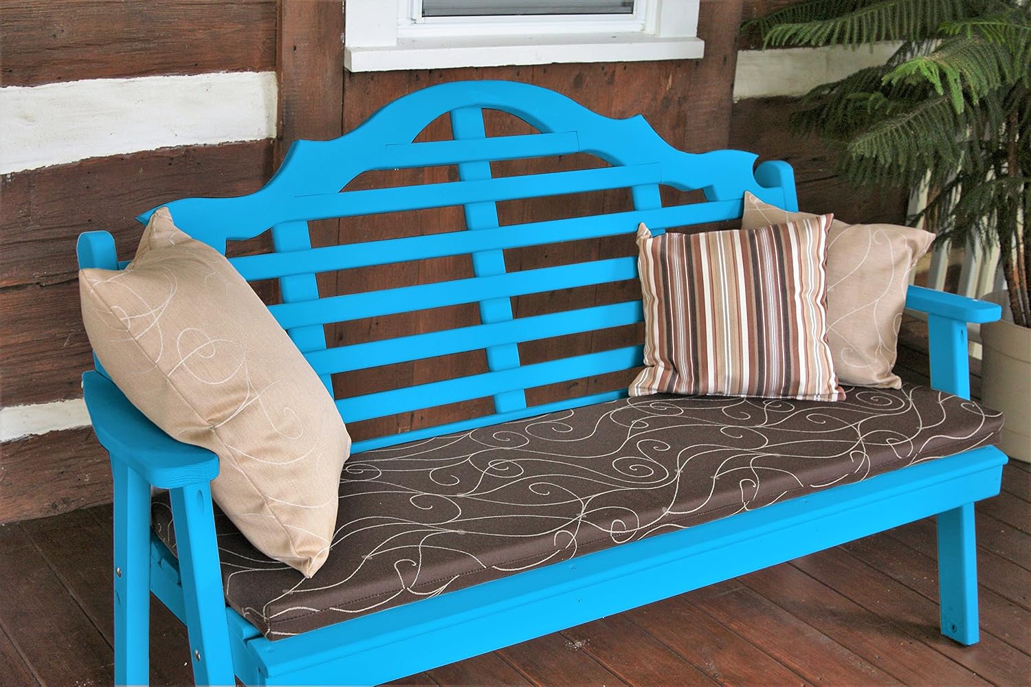 Aspen Tree Blue Bench 5' Lutyens Outdoor Garden Porch Entry Wood Benches USA Amish