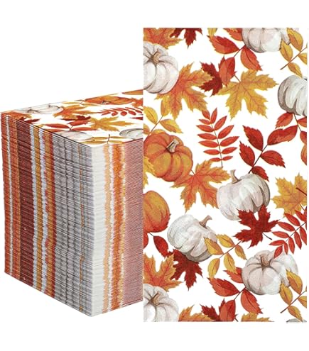 thumbnail image 2 of Boston International IHR 3-Ply Guest Towel Buffet Fall Autumn Halloween Thanksgiving Paper Napkins, 16-Count, Flower Story- Cream 2 of 11