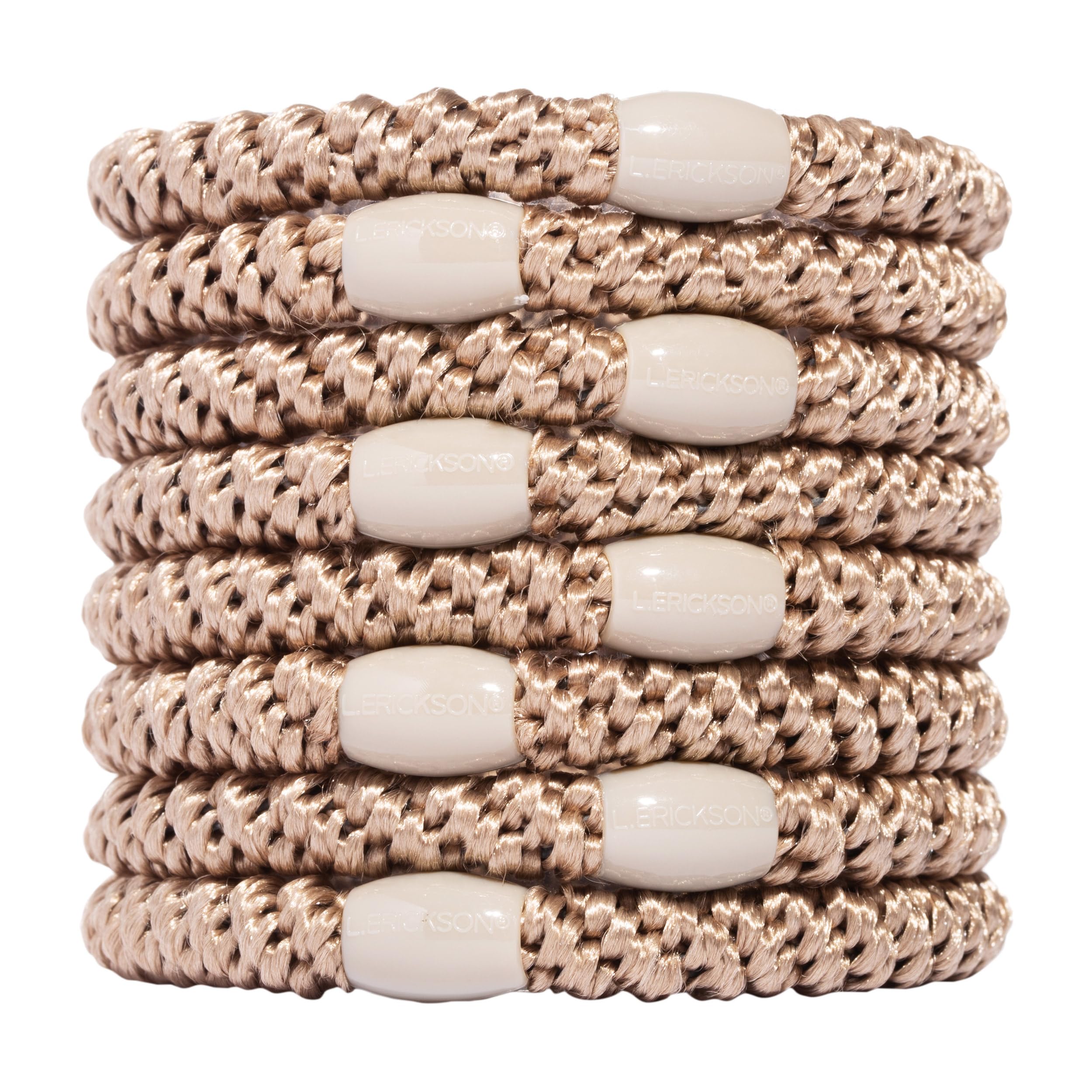L. Erickson Grab & Go Ponytail Holders, Camel, Set of Eight - Exceptionally Secure with Gentle Hold — image 1