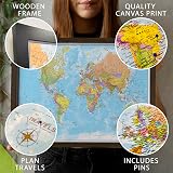 Maps International Framed World Travel Map Canvas with Pins Black Frame 2026 view 2