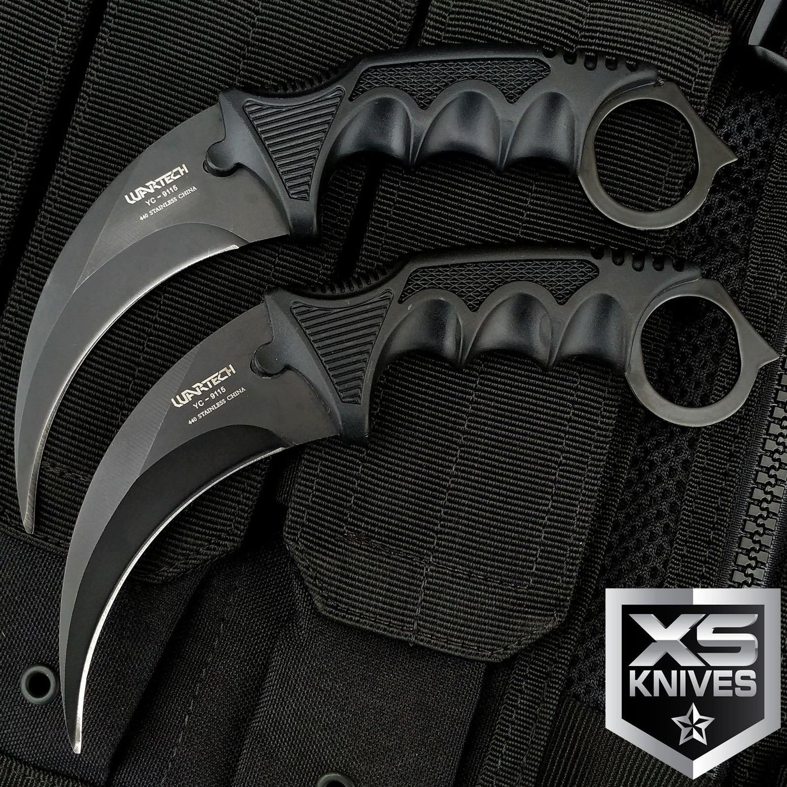 New 2pc TACTICAL COMBAT KARAMBIT Eco'Gift LIMITED EDITION Knife with Sharp Blade Survival Hunting BOWIE Fixed Blade w/ SHEATH
