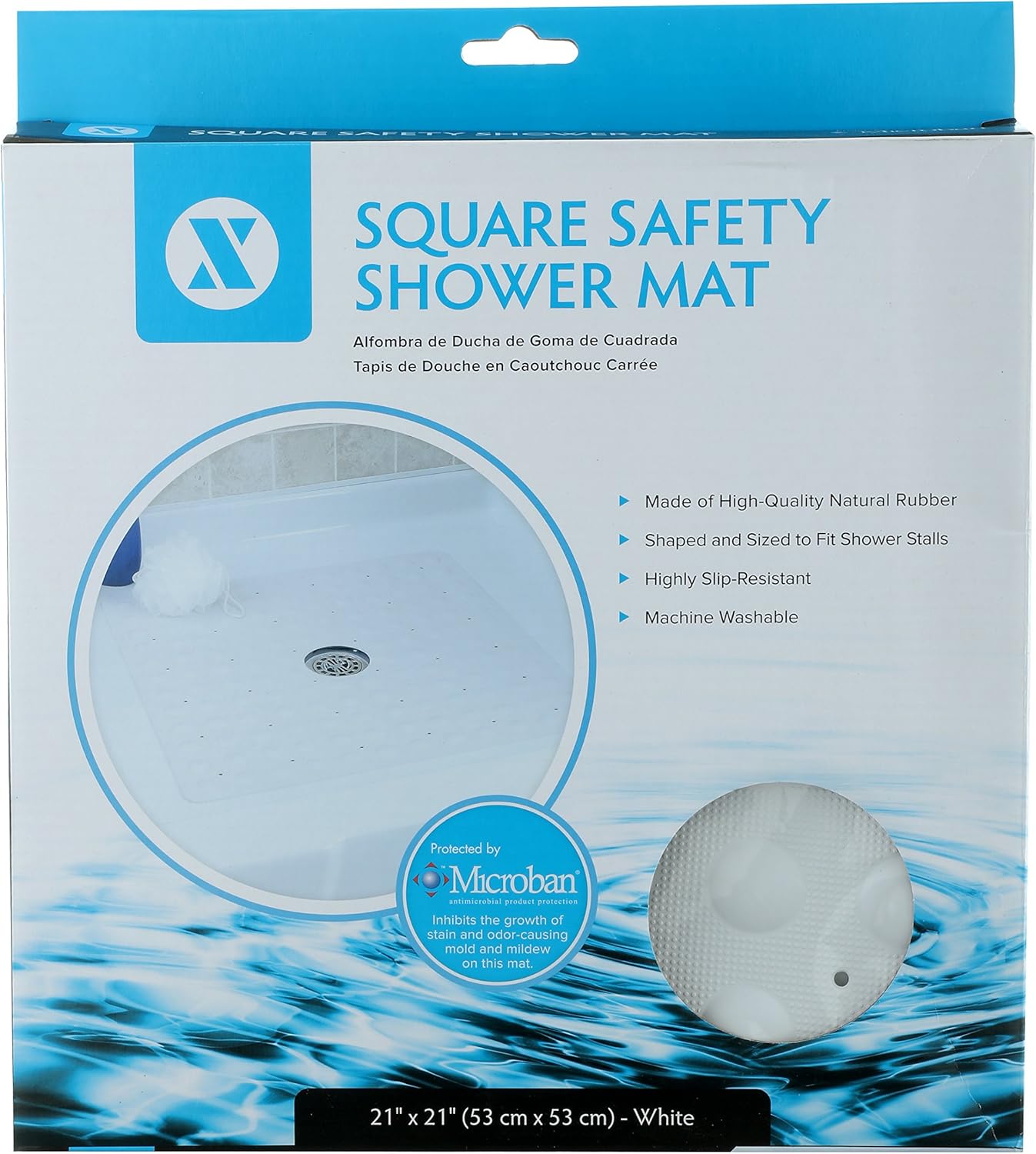 SlipX Solutions White Square Rubber Safety Shower Mat with Microban Provides Reliable Slip-Resistance in Shower Stalls (Mildew Resistant, 140 Suction Cups, Great Drainage) : Beauty