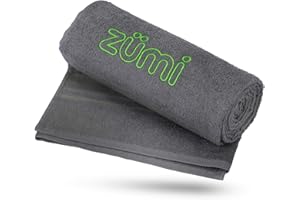Zumi 100% Cotton Quick Dry Large Travel Towel - Soft, Thin, Compact, Highly Absorbent, Lightweight Camping Towel for Beach, Gym, Bath, Shower, Swimming, Dorm, RV - Gray