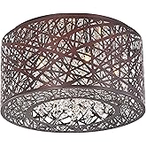 ET2 E21300-10BZ I Inca Collection Xenon Seven Light Laser-Cut Sheath with Crystal Drum Ceiling Flush Mount - Bronze Finish I 