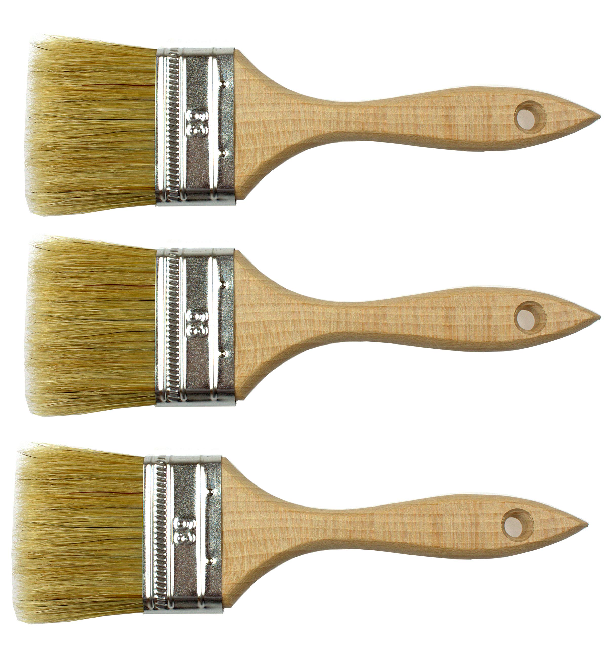POL-BRUSH Flat Paint Brushes Set - Professional Multipurpose Flat Paint Brush - Good for Walls, Ceiling Paint, Fence, Shed, and Decking - Door Paint Brush – 3 pcs Size 2,48” (63 mm)
