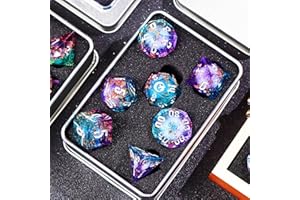 LINDRAGONHE Gradual Purple Blue Moon Liquid Core DND Dice Set for Role Playing Games, Galaxy Dungeons and Dragons Dice Set for Gifts, RPG Liquid Core D&D Dice Set with Gift Box