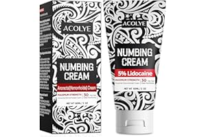 Acolye Numbing Cream Maximum Strength: 5% Lidocaine Local Anesthetic - Long Lasting with Menthol Arnica and Emu Oi 2oz/ 60g