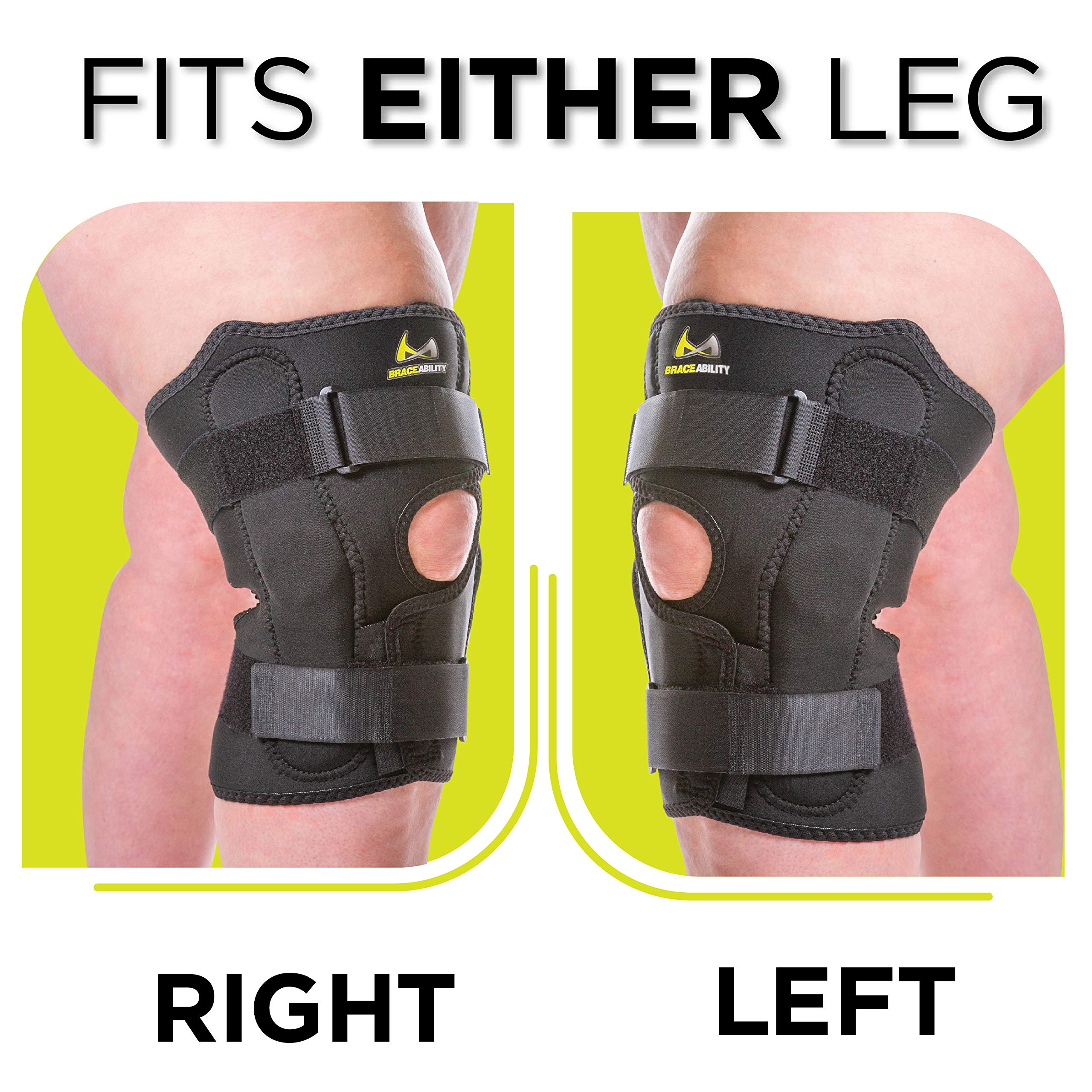 BraceAbility Obesity Hinged Knee Pain Brace - Overweight Men and Women's Wraparound Plus-Size Support for Osteoarthritis, Weak Joints, Medial and Lateral Kneecap Instability (Large)
