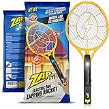 Zap-It! Bug Zapper - Rechargeable Mosquito, Fly Killer and Bug Zapper Racket - 3000 Volt - USB Charging, Super-Bright LED Light to Zap in the Dark - Unique 3-Layer Safety Mesh That's Safe to Touch