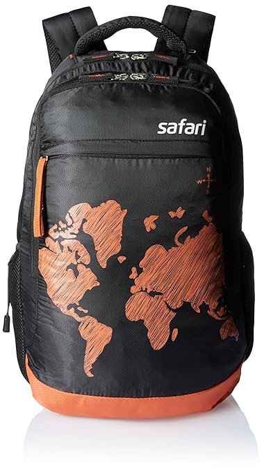 Safari Polyester 35 Ltrs Black Laptop Backpack (WorldMap)