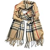 Plum Feathers Luxurious Classic Plaid Pattern Pashmina Blanket Scarf