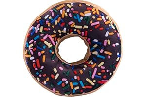 HYSEAS Round Throw Pillow 14 Inch Chocolate Donut, 3D Digital Print Decorative Comfortable Soft Plush Funny Food Shaped Pillow Light Weight Seat Pad Cushion for Couch, Chair, Floor, Sofa