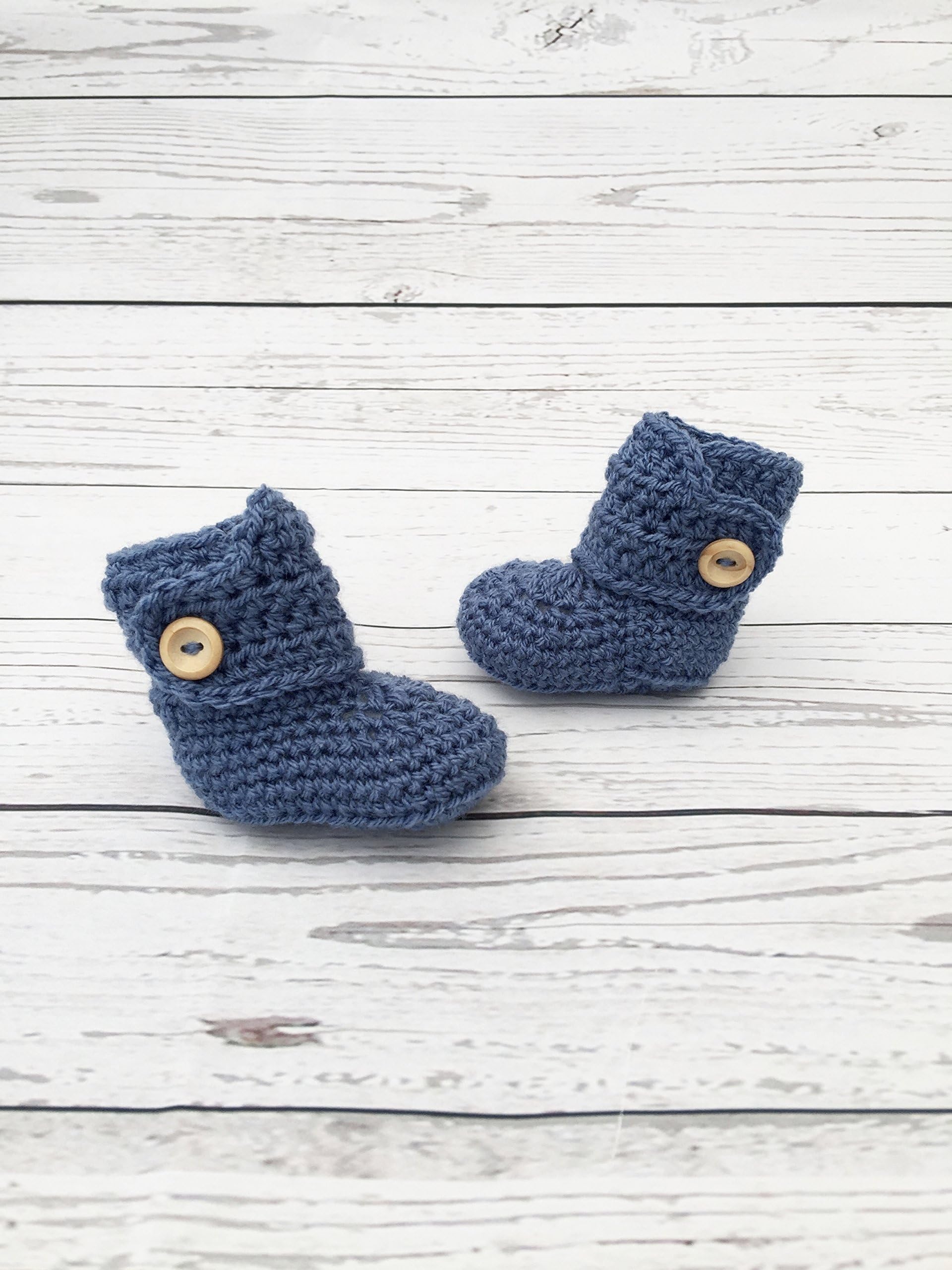 baby boy booties crochet blue