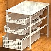 Simple Houseware 3 Tier White Alloy Steel Sliding Basket Organizer Drawer Cabinet