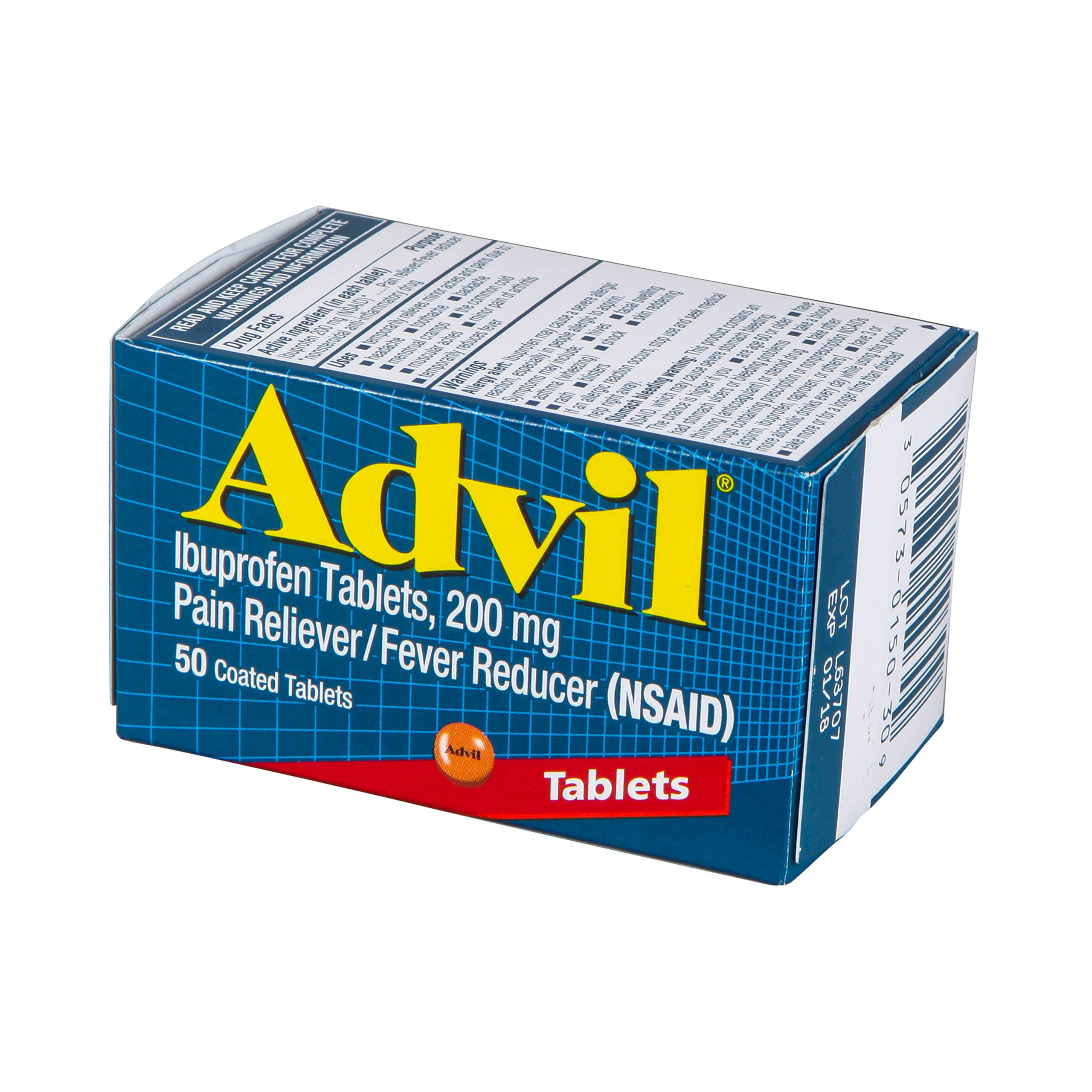 Advil Pain Reliever/Fever Reducer, 200 mg, 50 Coated Tablets. Buy