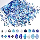 Glass Beads for Jewelry Making -800PCS Blue Crystal Beads for Bracelet Making Kit, Assorted Round Rondelle Gemstone Beads for DIY Crafts,Friendship Bracelets(Blue)