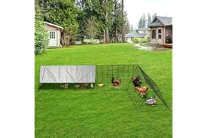 Joankaren Chicken Run, Modular Poultry Pen with Tunnel & Cover, 118" x 79" x 28" Heavy Duty Steel Outdoor Cage, Expandable fo