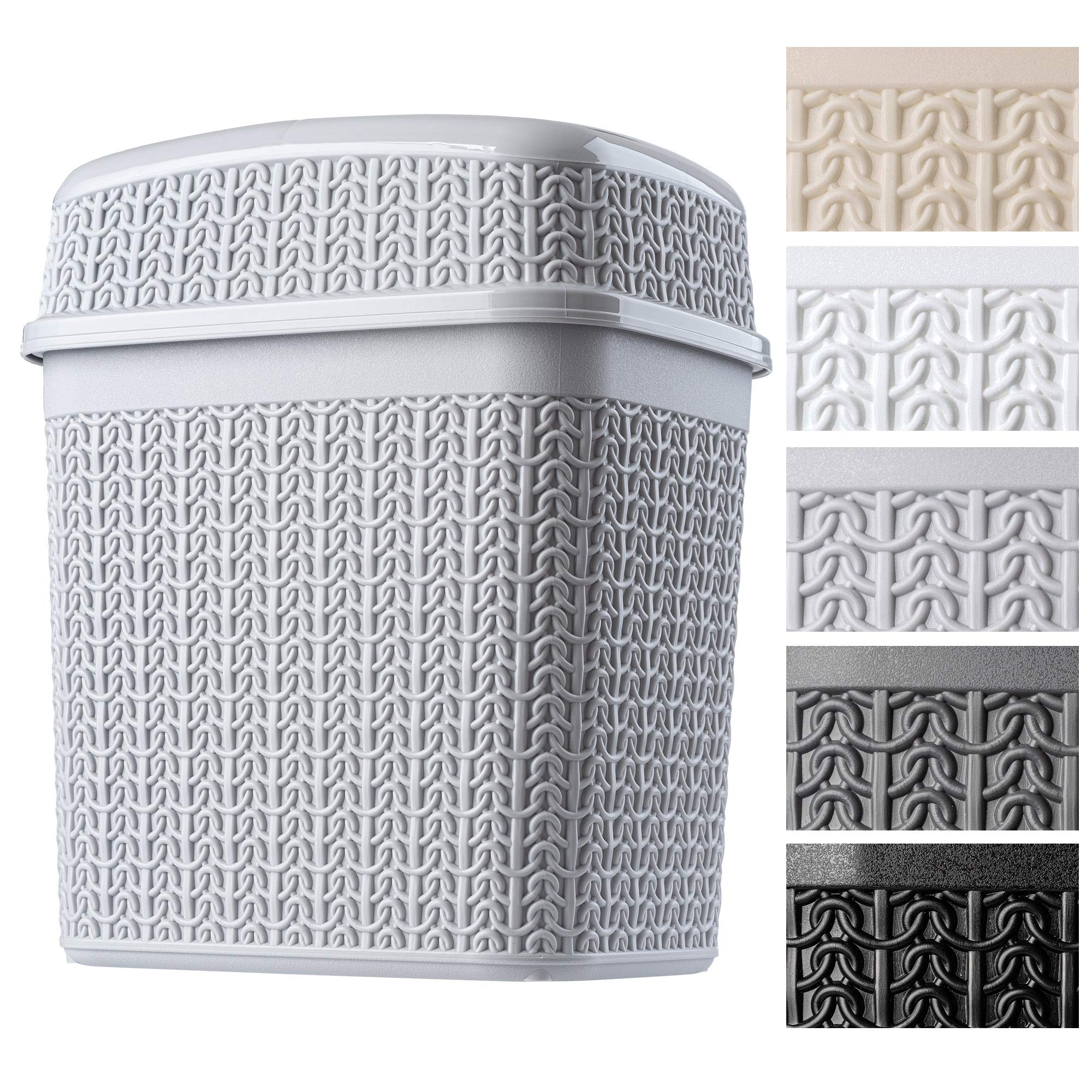 KADAX Plastic Bin with Swing Lid, Lightweight Waste Bin in five colours, Cosmetic Bin for Kitchen, Bathroom or Office, Trash Bin, Bedroom Swing Top Bin (5L, Grey)