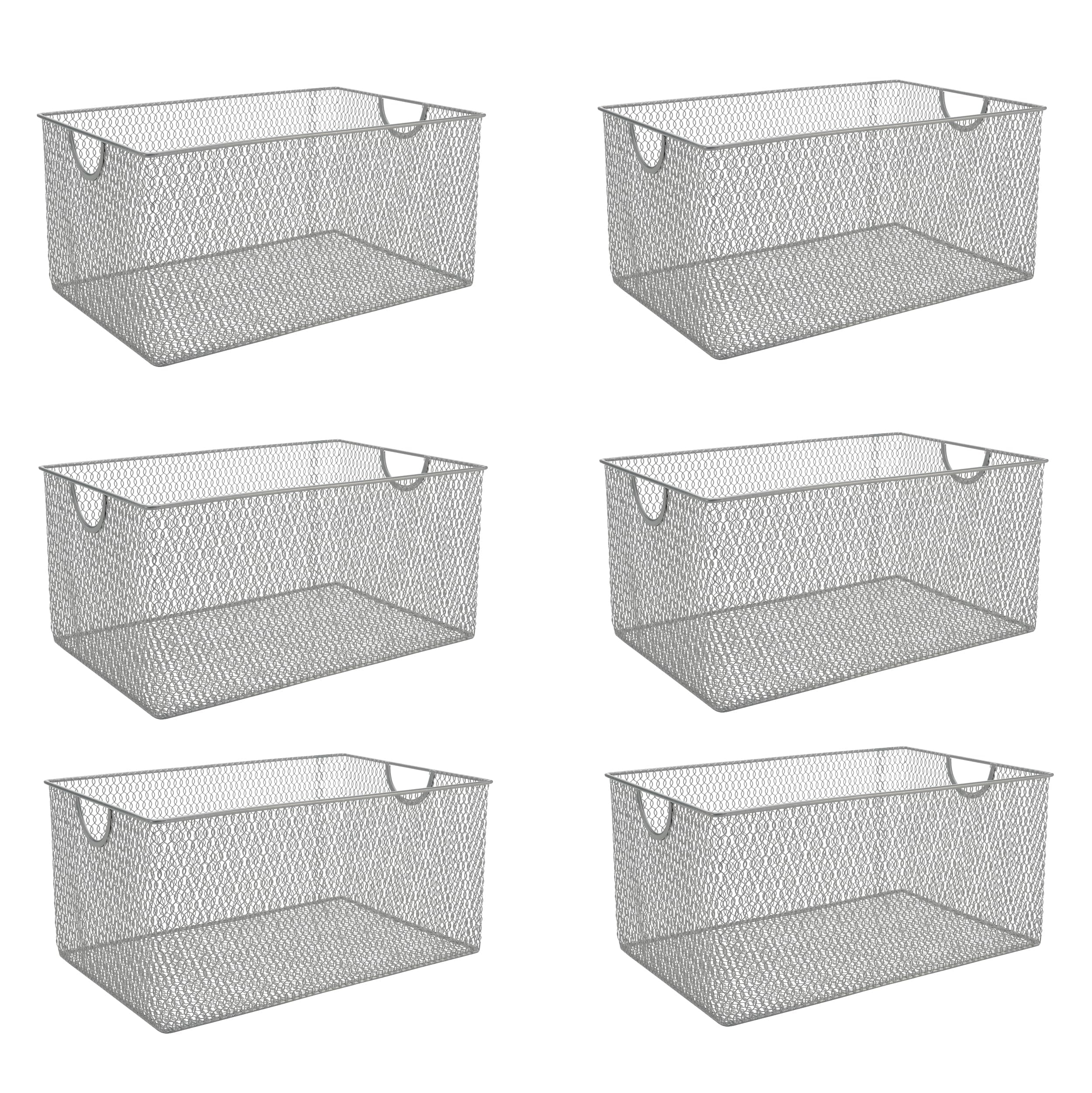 YBM Home Kitchen Pantry Organizer Mesh Wire Storage Basket for Shelves, and Cabinets, Multipurpose Steel Wire Basket for Organizing Office, Household, and Laundry, 12.1 x 7.87 x 5.87 in, Pack of 6 Image