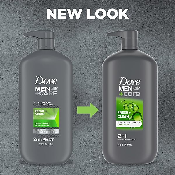 DOVE MEN + CARE 2 IN 1 SHAMPOO AND CONDITIONER FRESH & CLEAN FOR CLEAN HAIR SHAMPOO AND CONDITIONER FOR STRONGER, HEALTHY HAIR EVERYDAY 31 OZ