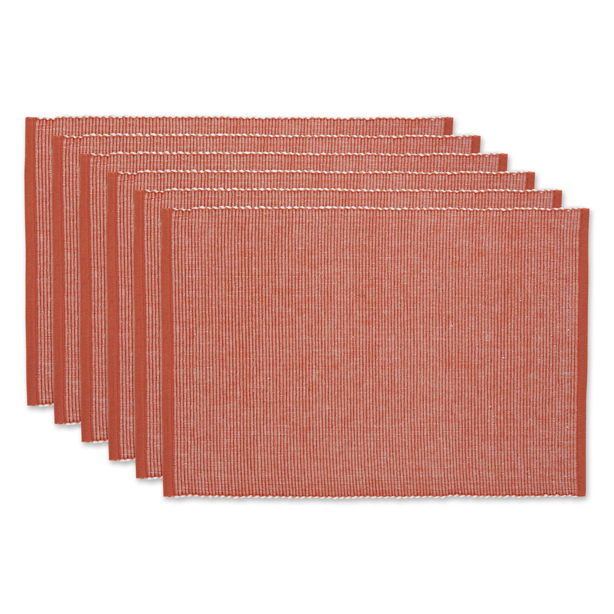 DII Two-Toned Collection Tabletop, Placemat Set, Vintage Red 6 Piece
