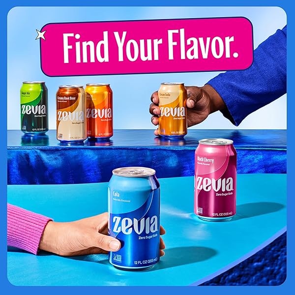 ZEVIA ZERO SUGAR SODA, CHERRY COLA, 12 OZ CANS (24-PACK) – NATURALLY SWEETENED, ZERO CALORIE SUGAR FREE SODA – NON-GMO PROJECT VERIFIED, GLUTEN-FREE, VEGAN