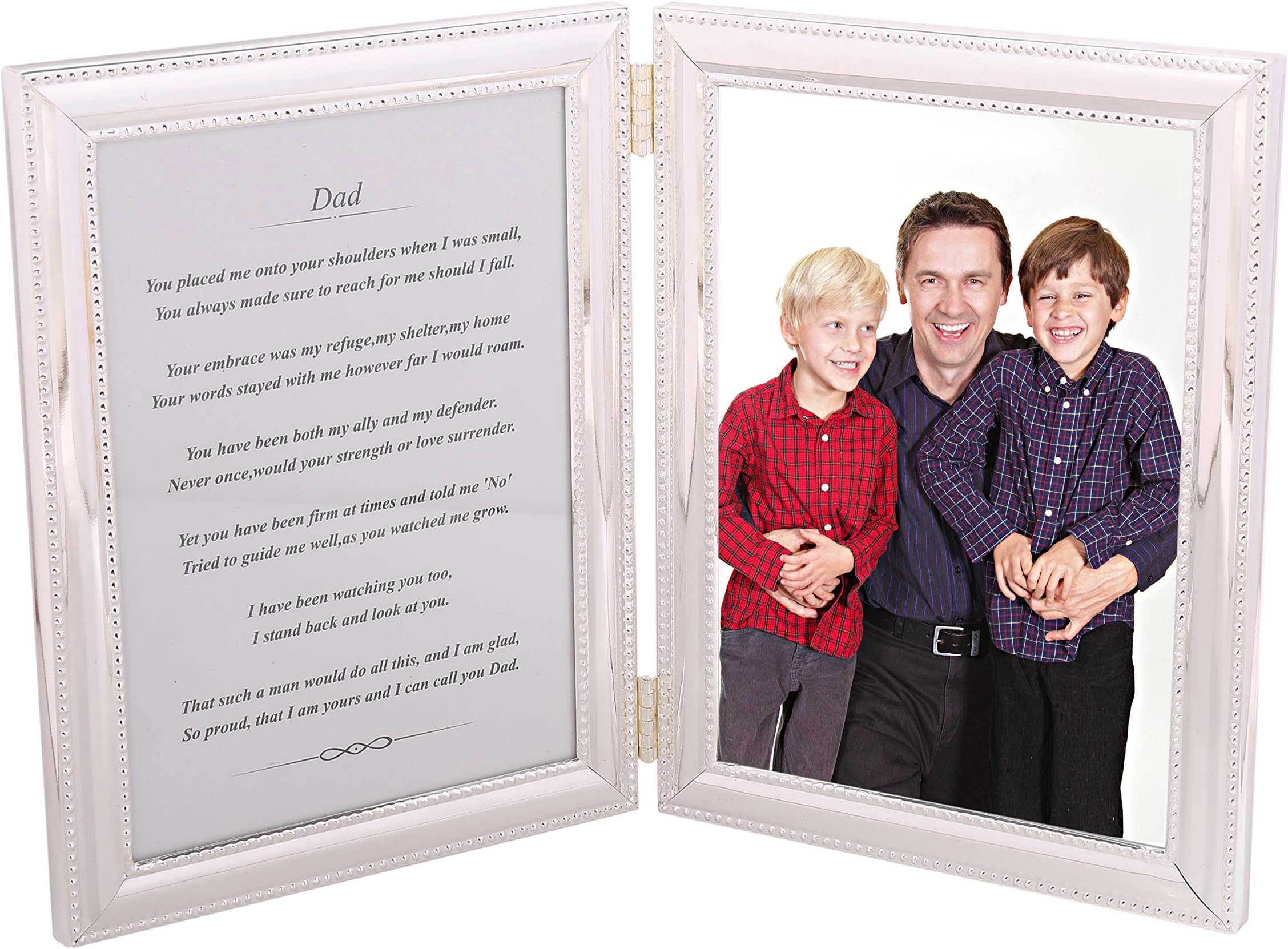 Golden Tree Gifts Frame for Dad from Daughter or Son - A Heartfelt Poem + Your Personalized Photo in a Beautiful Silver-Plated Double Picture Frame. Makes a Great Father's Day Present!