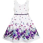 Sunny Fashion Girls Dress Purple Sunflower Green Leaves Butterfly Size 4-12