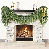 Christmas Garland Real Touch Cedar Garland Christmas Decorations 6 ft Soft and Lush Realistic Faux Pine Garlands for Mantle, Table, Stairs, Doorframe, Fireplace Indoor Outdoor Holiday Decorations