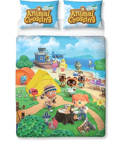 Copripiumino Animal Crossing Melo E Melo 140x200 Cm + Federa 63x63 Cm, 100% Cotone, Licenza Ufficiale - Per Bambini E Fan