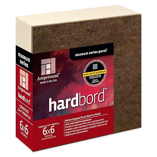 Ampersand Art Supply Hardboard Wood Painting Panel: Museum Series Hardbord, 6" x 6", 1-1/2 Inch Cradled Profile