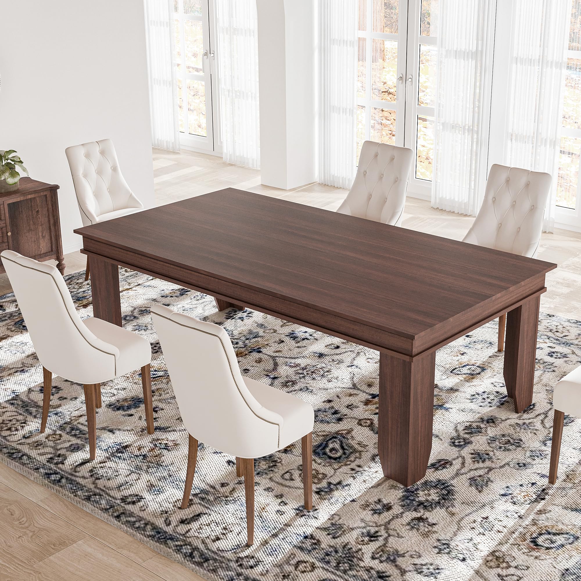 GAOMON Farmhouse Dining Table for 6-8 People, 71" Long Wood Kitchen ...