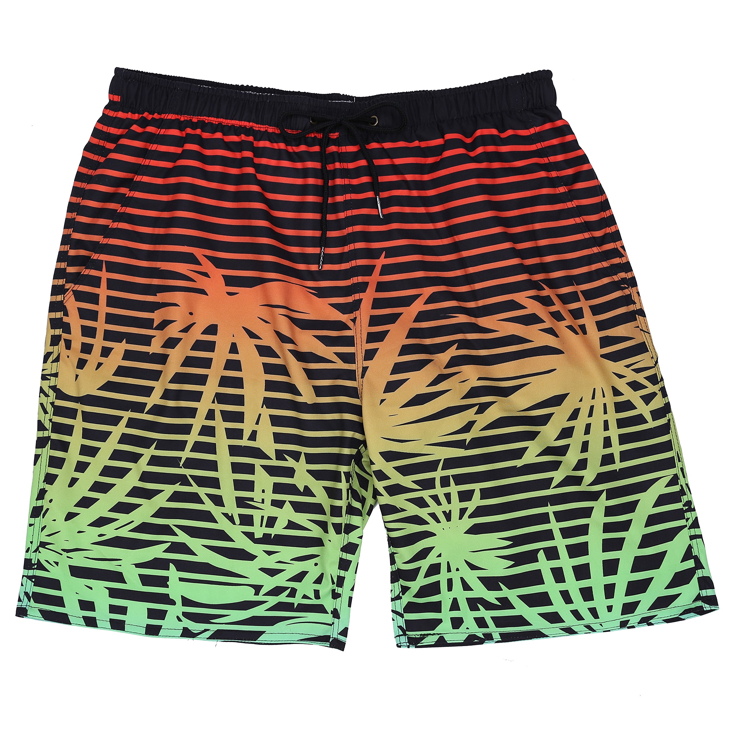 youvimi Men\'s Striped Printed Beach Shorts Swim Trunks With Mesh Lining