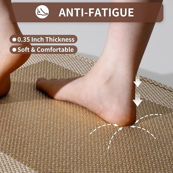 QICAIJIA KITCHEN MATS FOR FLOOR, SUPER ABSORBENT KITCHEN RUGS NON SLIP WASHABLE, SOFT LINEN BRAIDED KITCHEN RUNNER RUG, STANDING MAT KITCHEN SINK MAT, EASY TO CLEAN, BROWN 17X47
