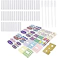 Kare & Kind Wick Replacement Kit - for DIY Refillable Nasal Inhaler Tubes - Kit Contains: 50 Cotton Fiber Replacement Wicks, 1 Opening Tool, 100 writable Stickers, 5 Mini droppers