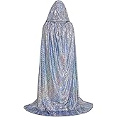 Rbenxia Shiny Hooded Cape Unisex Full Length Cloak Party Robe Cape Mardi Gras Halloween Christmas Costume for Men and Women
