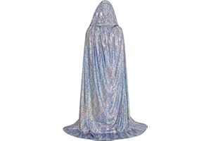 Rbenxia Shiny Hooded Cape Unisex Full Length Cloak Party Robe Cape Mardi Gras Halloween Christmas Costume for Men and Women