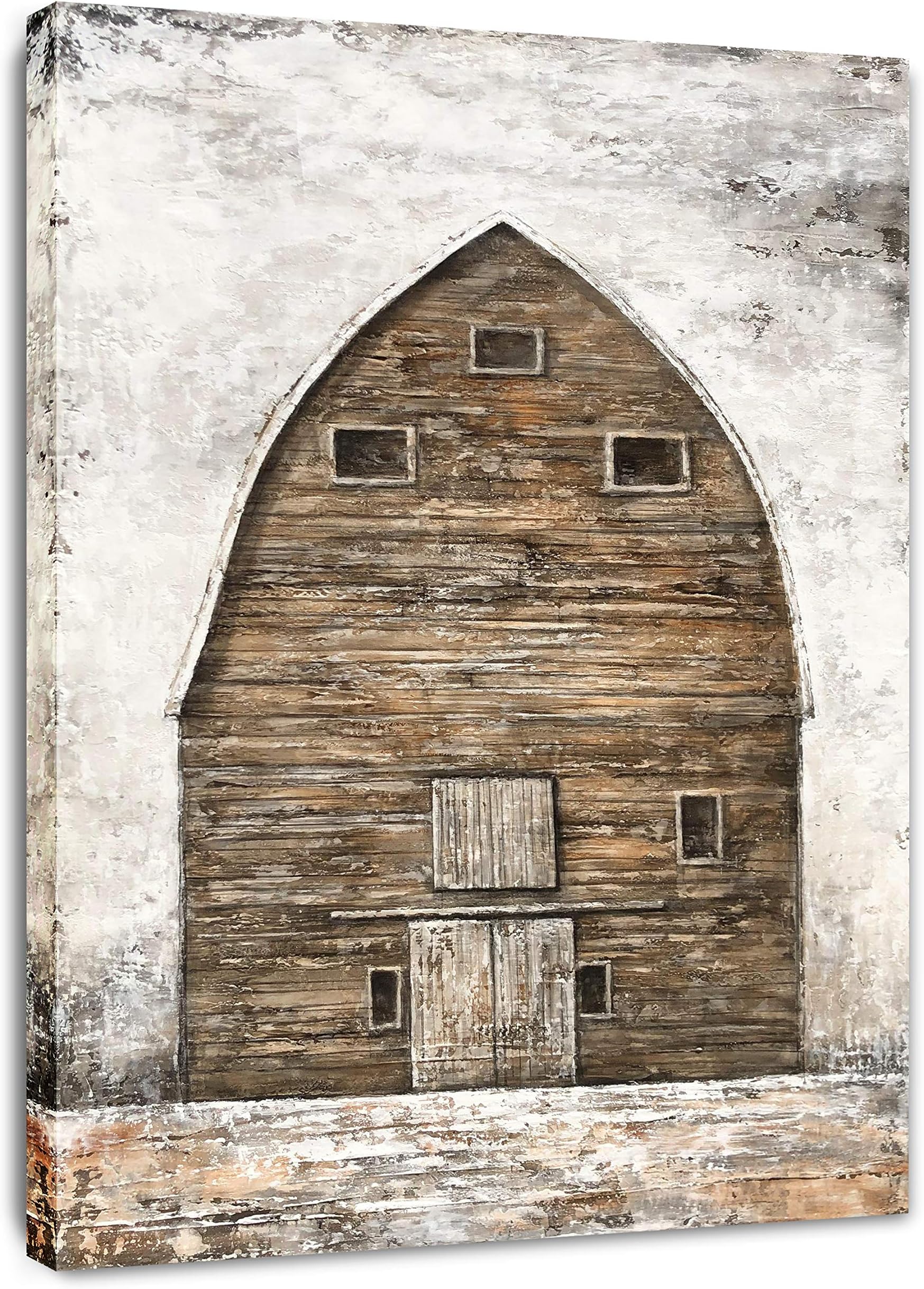Yihui ArtsFamrhouse Wall Art with Textured Old Barn Paintings Modern Abstract Rustic Artwork for Living Room Bedroom Bathroom
