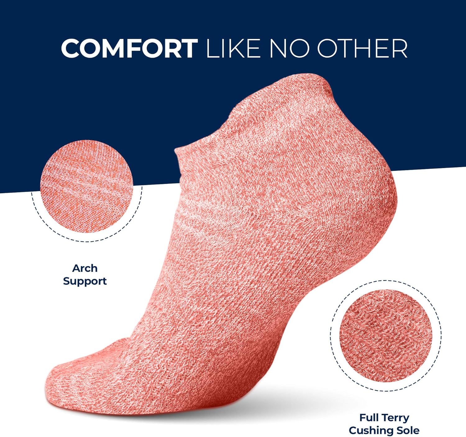 Athletic Socks for Women - Ladies Ankle Socks - No Show Low Cut Cushioned Performance Sports Tab Socks with Arch Support for Running, Hiking, Workout and More - Soft & Comfortable Fit - 6 Pack: Clothing